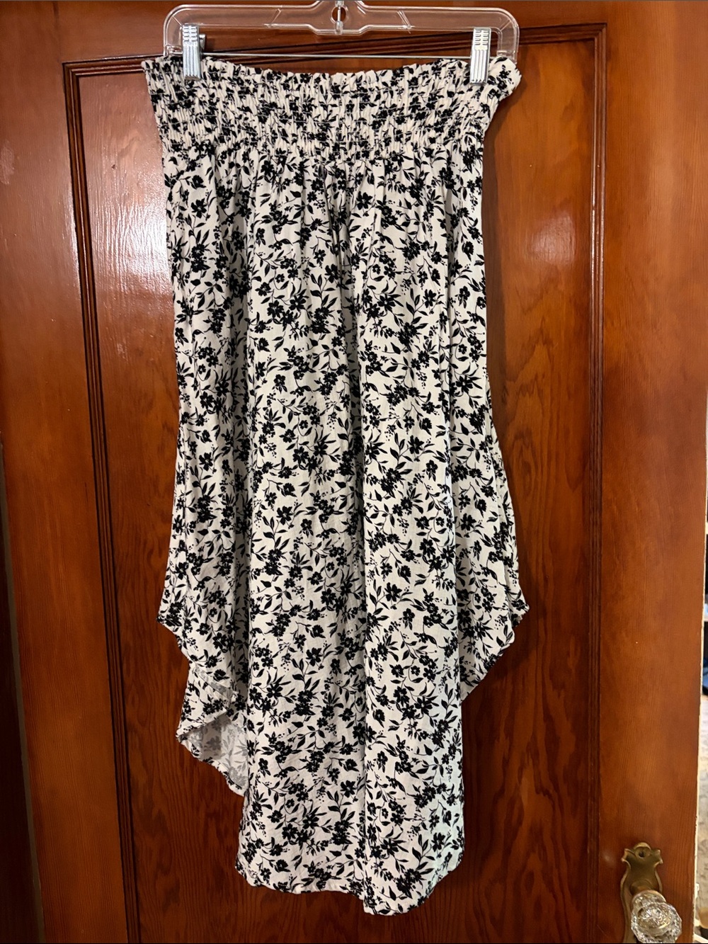 Final Touch Black and White Asymmetrical Floral Skirt